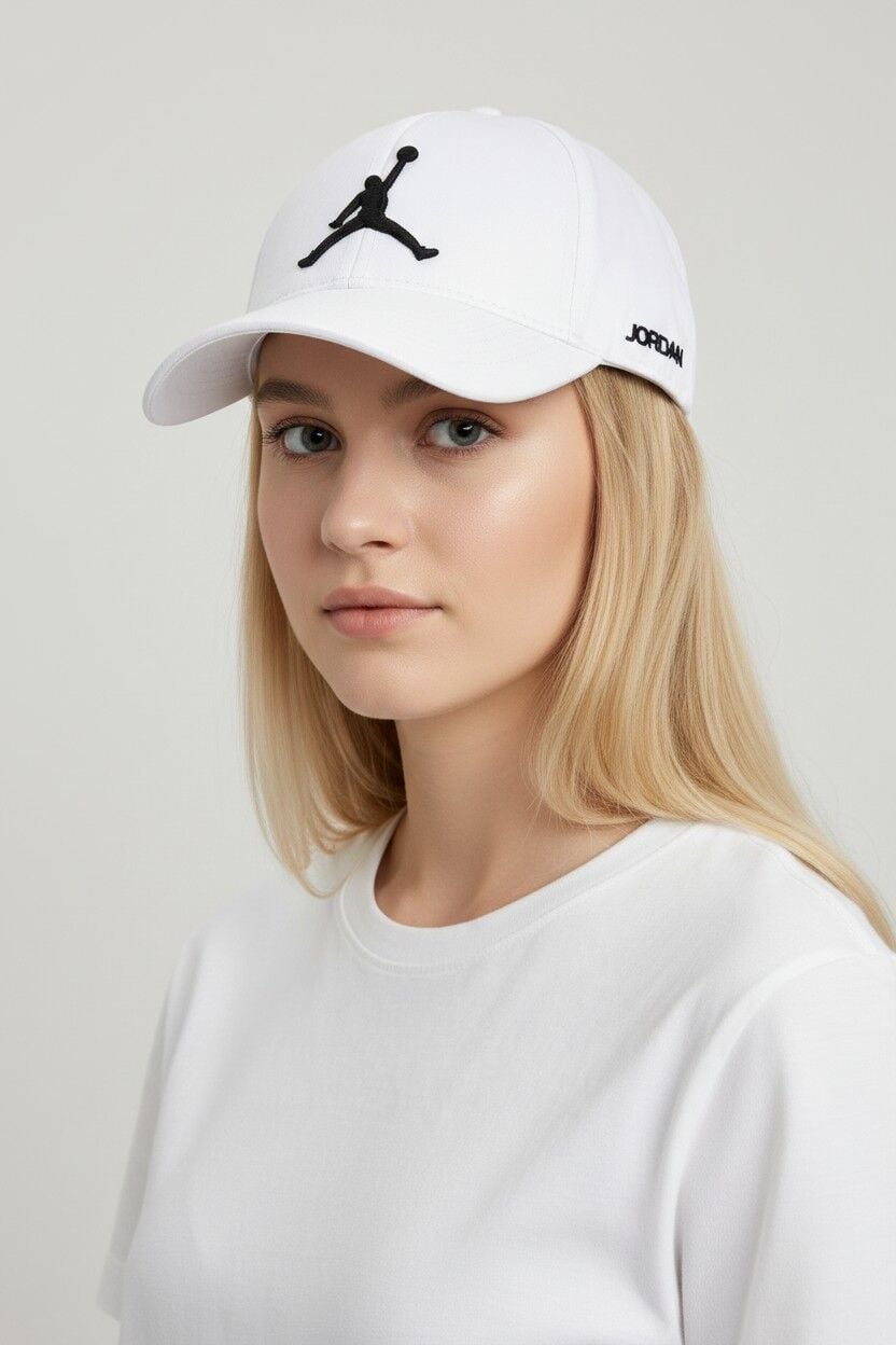 Kadın Nakış Detaylı Basketbol Şapkası - Ayarlanabilir Spor Şapka BEYAZ