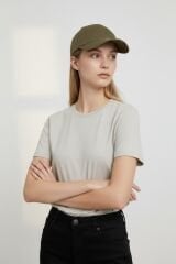 Kadın 2'li Avantaj Paketi Beyzbol Şapkası Seti - Ayarlanabilir Basic Spor Şapka Kombini BEYAZ-HAKİ