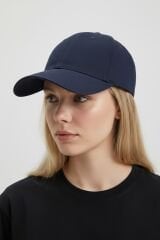 Kadın 2'li Avantaj Paketi Beyzbol Şapkası Seti - Ayarlanabilir Basic Spor Şapka Kombini BEYAZ-LACİVERT