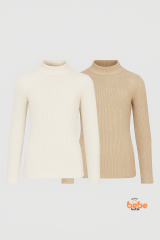 Erkek Çocuk 2’li Set Esnek Kaşkorse Fitilli Boğazlı Uzun Kollu Body Pamuklu İçlik & Günlük Basic Üst