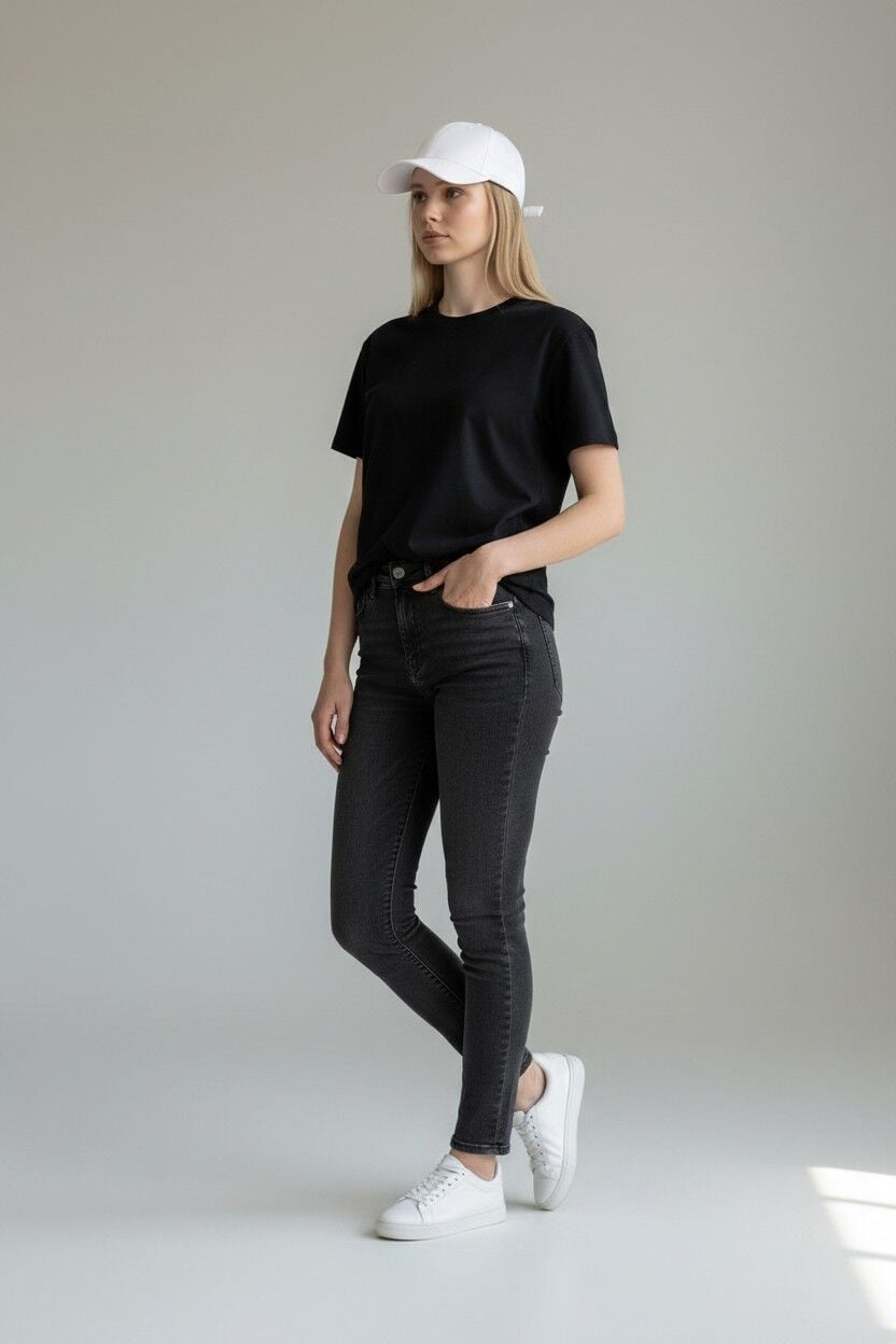 Kadın Premium Pamuklu Beyzbol Şapkası - Ayarlanabilir Basic Spor Şapka BEYAZ