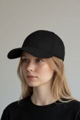 Kadın Premium Pamuklu Beyzbol Şapkası - Ayarlanabilir Basic Spor Şapka SİYAH