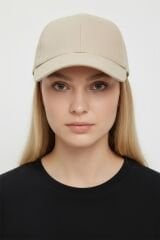 Kadın Premium Pamuklu Beyzbol Şapkası - Ayarlanabilir Basic Spor Şapka KREM