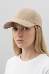 Kadın Premium Pamuklu Beyzbol Şapkası - Ayarlanabilir Basic Spor Şapka BEJ