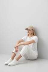 Kadın Premium Pamuklu Beyzbol Şapkası - Ayarlanabilir Basic Spor Şapka BEJ