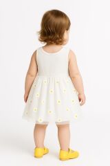 Bebek Tüllü Body Elbise Papatya Desenli | Kolsuz Yazlık Kız Bebek Tulum 0-18 Ay