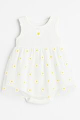 Bebek Tüllü Body Elbise Papatya Desenli | Kolsuz Yazlık Kız Bebek Tulum 0-18 Ay BEYAZ - 0-6 Ay
