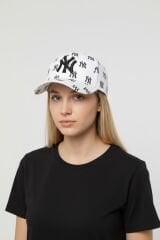 Kadın Desenli Beyzbol Şapkası - Ayarlanabilir Nakış Detaylı Spor Şapka BEYAZ DESENLİ