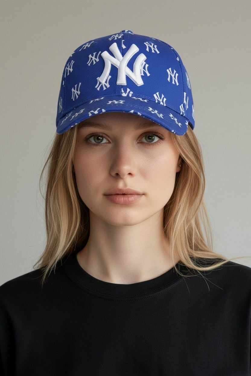 Kadın Desenli Beyzbol Şapkası - Ayarlanabilir Nakış Detaylı Spor Şapka MAVİ