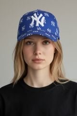 Kadın Desenli Beyzbol Şapkası - Ayarlanabilir Nakış Detaylı Spor Şapka MAVİ