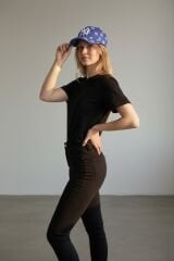 Kadın Desenli Beyzbol Şapkası - Ayarlanabilir Nakış Detaylı Spor Şapka MAVİ