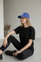 Kadın Desenli Beyzbol Şapkası - Ayarlanabilir Nakış Detaylı Spor Şapka MAVİ