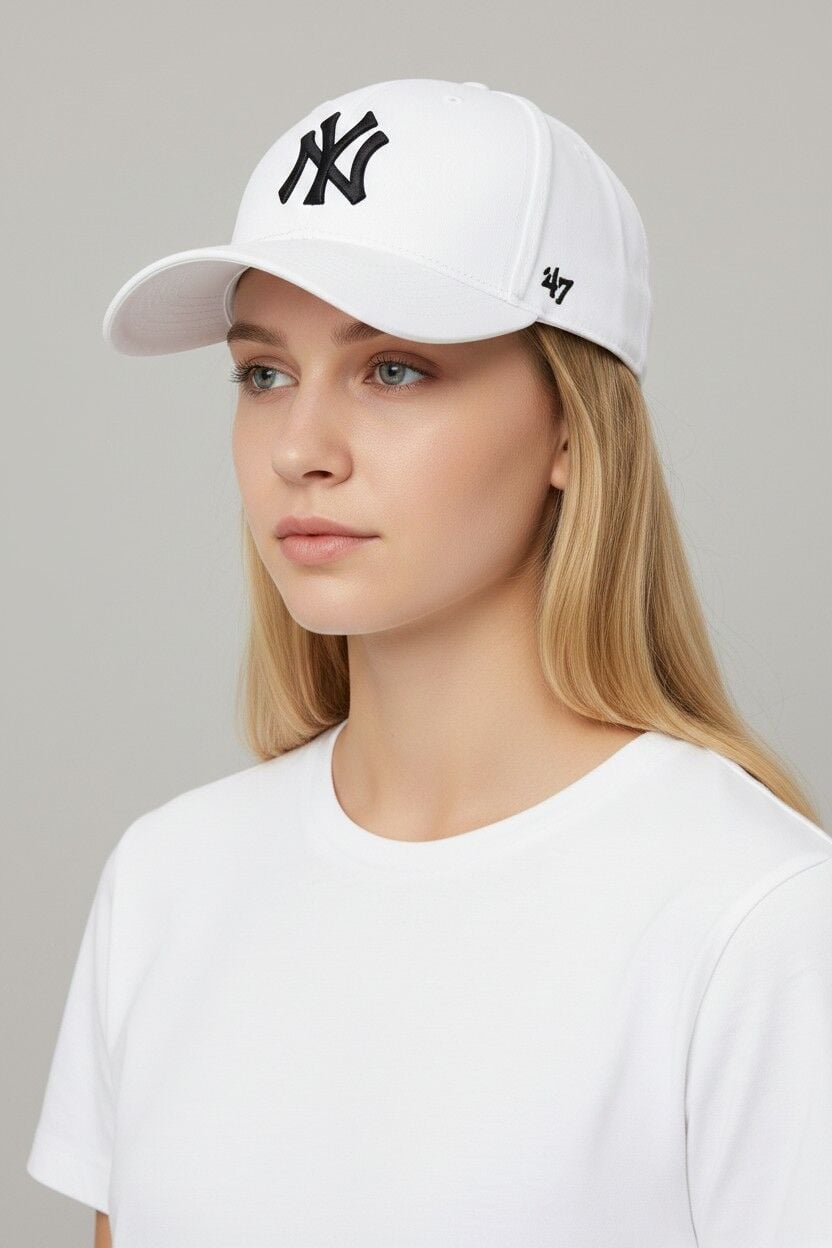 Kadın Desenli Beyzbol Şapkası - Ayarlanabilir Nakış Detaylı Spor Şapka BEYAZ