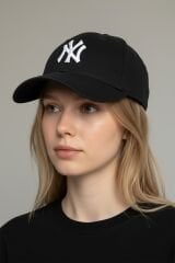 Kadın Desenli Beyzbol Şapkası - Ayarlanabilir Nakış Detaylı Spor Şapka SİYAH