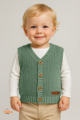 Erkek Çocuk & Bebek Selanik Örgü Düğmeli Triko Yelek 1-2-3-4 Yaş | Baharlık & Kışlık Hırka Yelek
