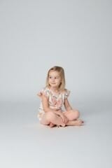Kız Çocuk Çiçek Desenli Fiyonk Detaylı Pamuklu Taytlı Takım - 2'li Kombin PUDRA PEMBE 3-4 Yaş