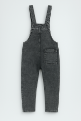 Peluş Ayıcık Detaylı Kız Çocuk Kot Salopet Tulum 3-10 Yaş Rahat Günlük Yazlık Denim Kıyafet GRİ - 3-4 Yaş