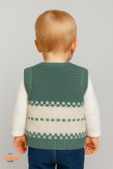 Erkek Çocuk & Bebek Araba Desenli Triko Yelek 1-4 Yaş | Baharlık & Kışlık Örgü Düğmeli Hırka Yelek