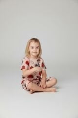 Kız Çocuk Çilek ve Karakter Desenli Pamuklu Pijama Takımı - Kısa Kollu Şortlu Set 3-4 Yaş