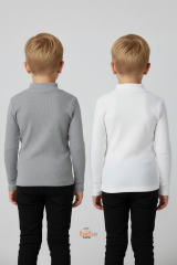 Erkek Çocuk 2’li Set Esnek Kaşkorse Fitilli Boğazlı Uzun Kollu Body Pamuklu İçlik & Günlük Basic Üst