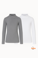 Erkek Çocuk 2’li Set Esnek Kaşkorse Fitilli Boğazlı Uzun Kollu Body Pamuklu İçlik & Günlük Basic Üst