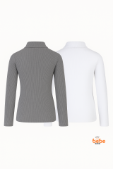 Erkek Çocuk 2’li Set Esnek Kaşkorse Fitilli Boğazlı Uzun Kollu Body Pamuklu İçlik & Günlük Basic Üst