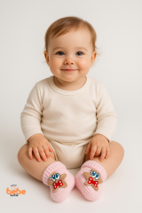 Yıldız Desenli Bebek Patik 1 Yaş %100 Triko Örgü Patik – Kız ve Erkek Bebek İçin Örgü Pamuklu Patik