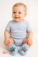 Yıldız Desenli Bebek Patik 1 Yaş %100 Triko Örgü Patik – Kız ve Erkek Bebek İçin Örgü Pamuklu Patik