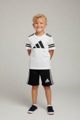 Erkek Çocuk Spor Tasarım Şortlu Takım - Pamuklu Kısa Kollu İkili Set BEYAZ 15-16 Yaş