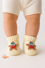 Yıldız Desenli Bebek Patik 1 Yaş %100 Triko Örgü Patik – Kız ve Erkek Bebek İçin Örgü Pamuklu Patik