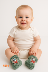 Yıldız Desenli Bebek Patik 1 Yaş %100 Triko Örgü Patik – Kız ve Erkek Bebek İçin Örgü Pamuklu Patik