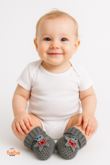 Yıldız Desenli Bebek Patik 1 Yaş %100 Triko Örgü Patik – Kız ve Erkek Bebek İçin Örgü Pamuklu Patik