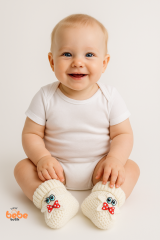 Yıldız Desenli Bebek Patik 1 Yaş %100 Triko Örgü Patik – Kız ve Erkek Bebek İçin Örgü Pamuklu Patik