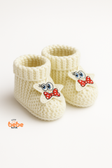Yıldız Desenli Bebek Patik 1 Yaş %100 Triko Örgü Patik – Kız ve Erkek Bebek İçin Örgü Pamuklu Patik