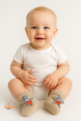 Yıldız Desenli Bebek Patik 1 Yaş %100 Triko Örgü Patik – Kız ve Erkek Bebek İçin Örgü Pamuklu Patik