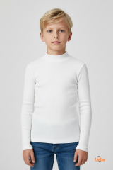 Erkek Çocuk Kaşkorse Fitilli Boğazlı Uzun Kollu Body Pamuklu Esnek İçlik & Günlük Basic Üst