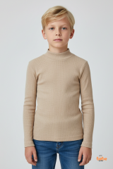 Erkek Çocuk Kaşkorse Fitilli Boğazlı Uzun Kollu Body Pamuklu Esnek İçlik & Günlük Basic Üst