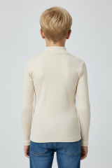 Erkek Çocuk Kaşkorse Fitilli Boğazlı Uzun Kollu Body Pamuklu Esnek İçlik & Günlük Basic Üst