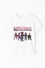 Roblox Baskılı Kısa Kollu Pamuklu Erkek Çocuk Tişörtü | Renkli Oyun Karakterli Yazlık Tshirt BEYAZ - 9-10 Yaş