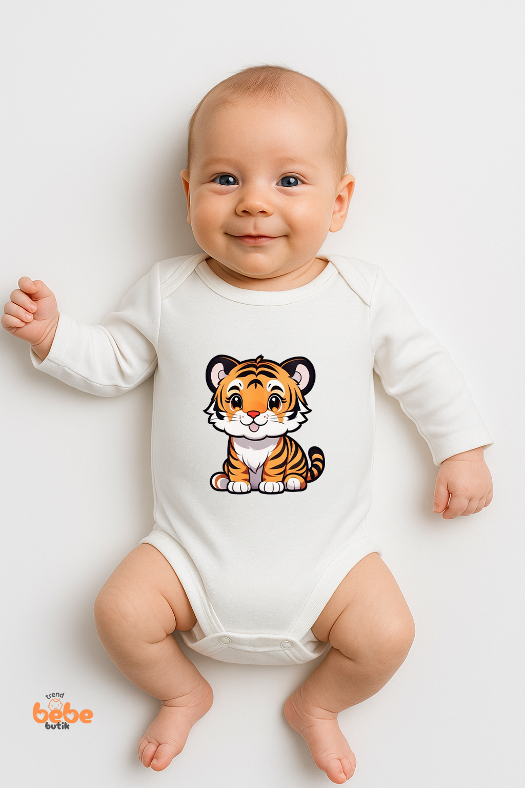 Sevimli Aslan Baskılı Bebek Zıbın Body %100 Pamuklu, Uzun Kollu, Rahat ve Şık Çıtçıtlı Body 6 AY