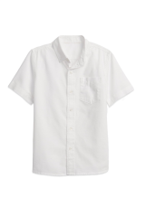 Erkek Çocuk Kısa Kollu Gömlek %100 Pamuk Yazlık Düğmeli Cep Detaylı Okul ve Günlük Kullanım BEYAZ - 5-6 Yaş
