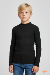 Erkek Çocuk Kaşkorse Fitilli Boğazlı Uzun Kollu Body Pamuklu Esnek İçlik & Günlük Basic Üst