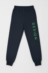 Erkek Çocuk Kapüşonlu Baskılı Eşofman Takımı 6-14 Yaş | Rahat Kalıp Yazılı Tasarım Sweatshirt Jogger Koyu Yeşil 6 YAŞ