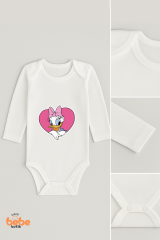 Daisy Duck Desenli Bebek Body | 06-09-12-18 Ay | %100 Pamuk, Uzun Kollu Zıbın, Kız Bebek İçin 18ay