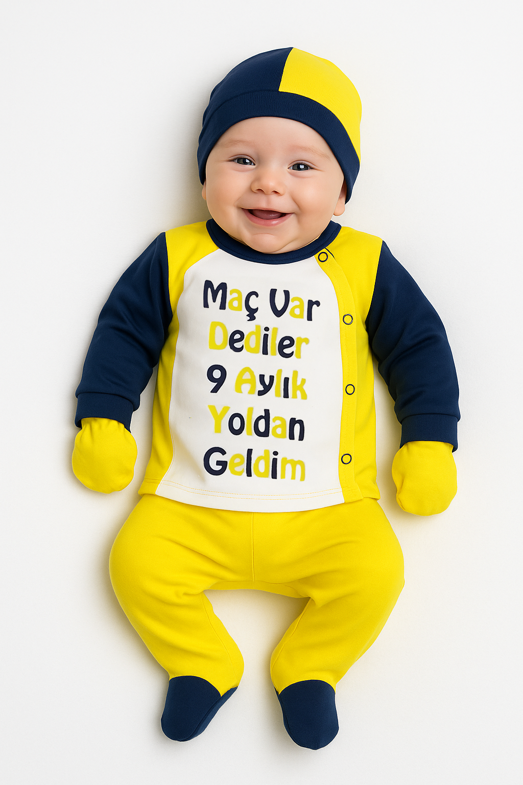 Bebek Taraftar Temalı Hastane Çıkışı 4'lü Zıbın Takımı %100 Pamuk Yenidoğan Set