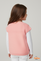 Papatyalı Kız Çocuk Triko Yelek – Çiçek Motifli Robalı Örgü Hırka  Mevsimlik Kalın Triko Yelek