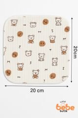 %100 Pamuklu Kiraz Desenli 7'li Bebek Ağız Mendili | 20x20 cm Ribana Dokulu Bebek Temizlik Bezi