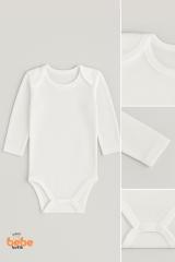 Uzun Kollu Beyaz Bebek Body 0-6-9-12-18 Ay | Çıtçıtlı Unisex İç Giyim Zıbın %100 Pamuk 6-9 Ay
