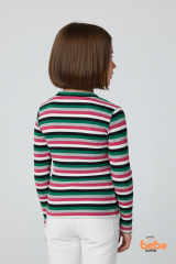 Renkli Çizgili Kaşkorse Fitilli Uzun Kollu Kız Çocuk Body – Esnek Pamuklu Kumaş Günlük Body