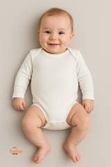 Uzun Kollu Beyaz Bebek Body 0-6-9-12-18 Ay | Çıtçıtlı Unisex İç Giyim Zıbın %100 Pamuk 6-9 Ay